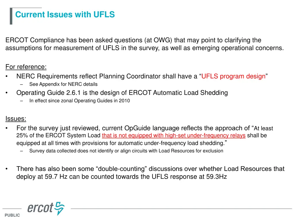 current issues with ufls