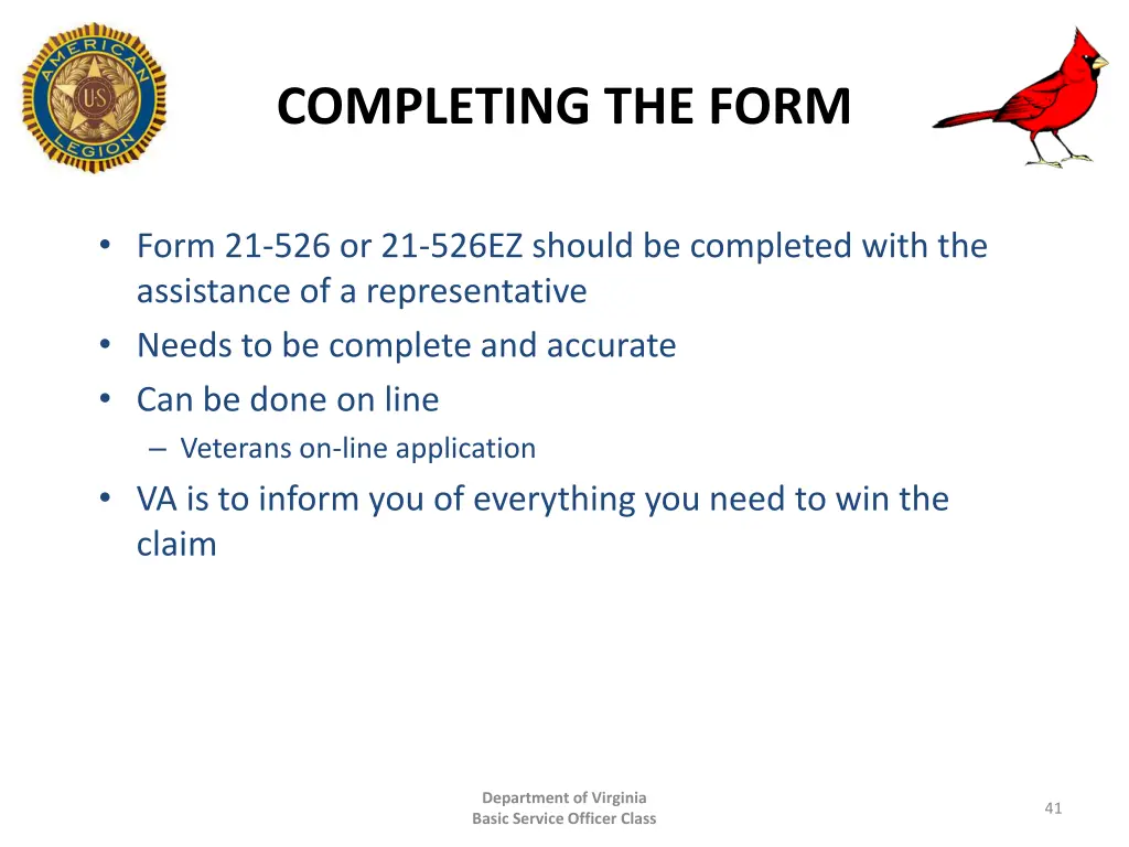 completing the form