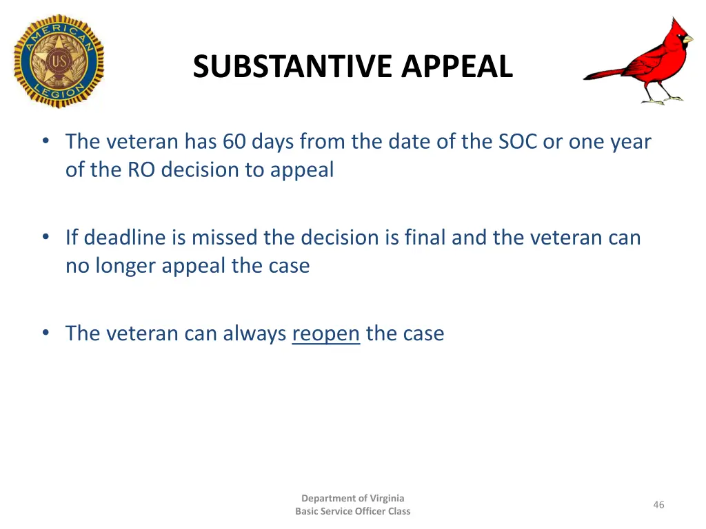 substantive appeal