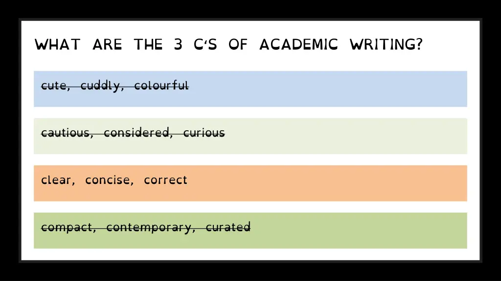 what are the 3 c s of academic writing 1