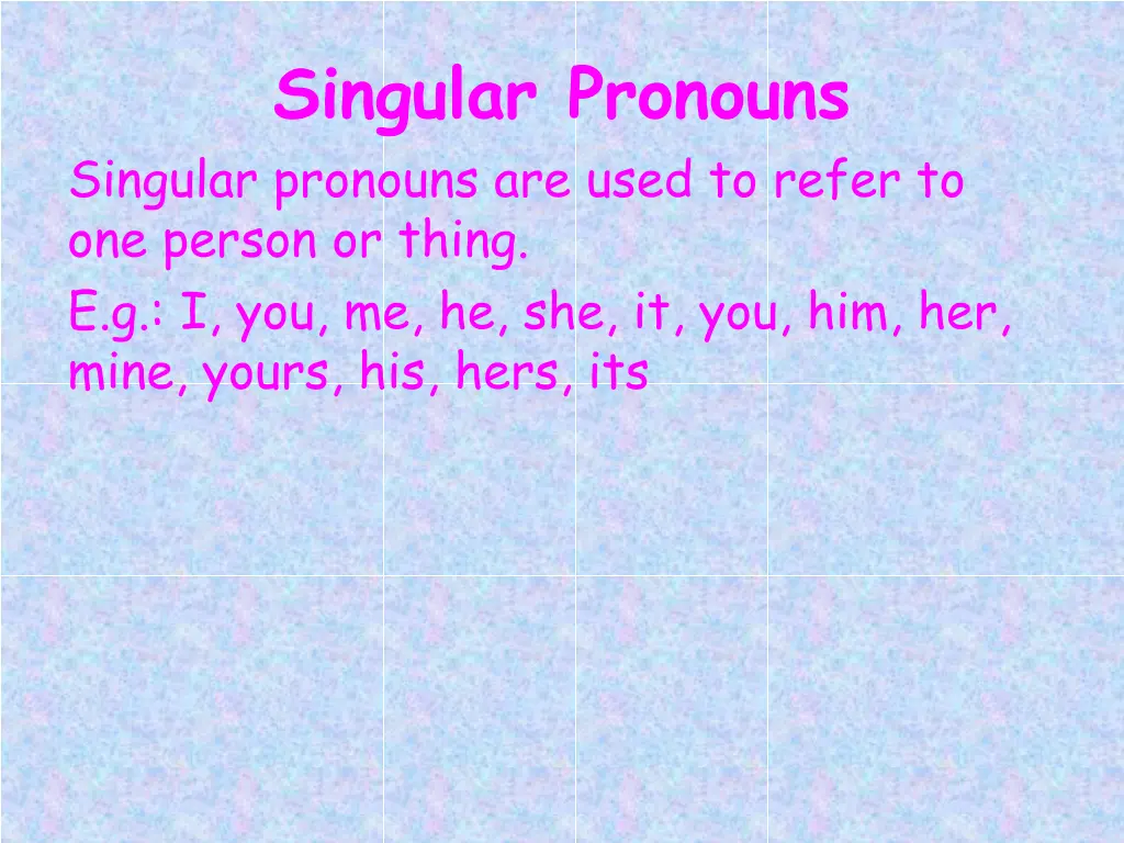 singular pronouns singular pronouns are used