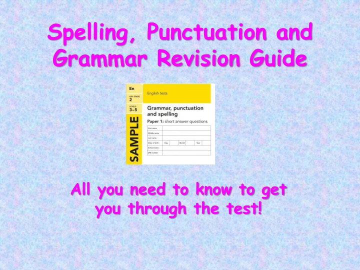spelling punctuation and grammar revision guide