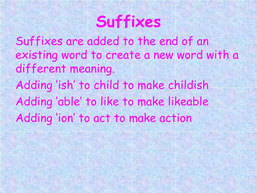 suffixes
