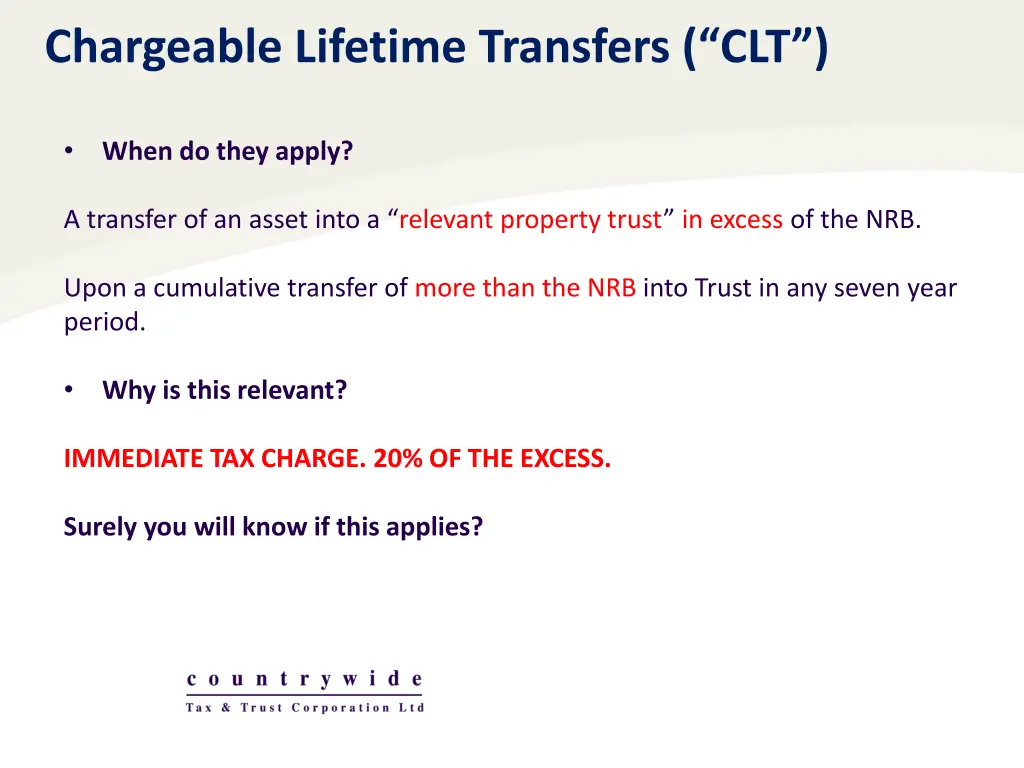 chargeable lifetime transfers clt