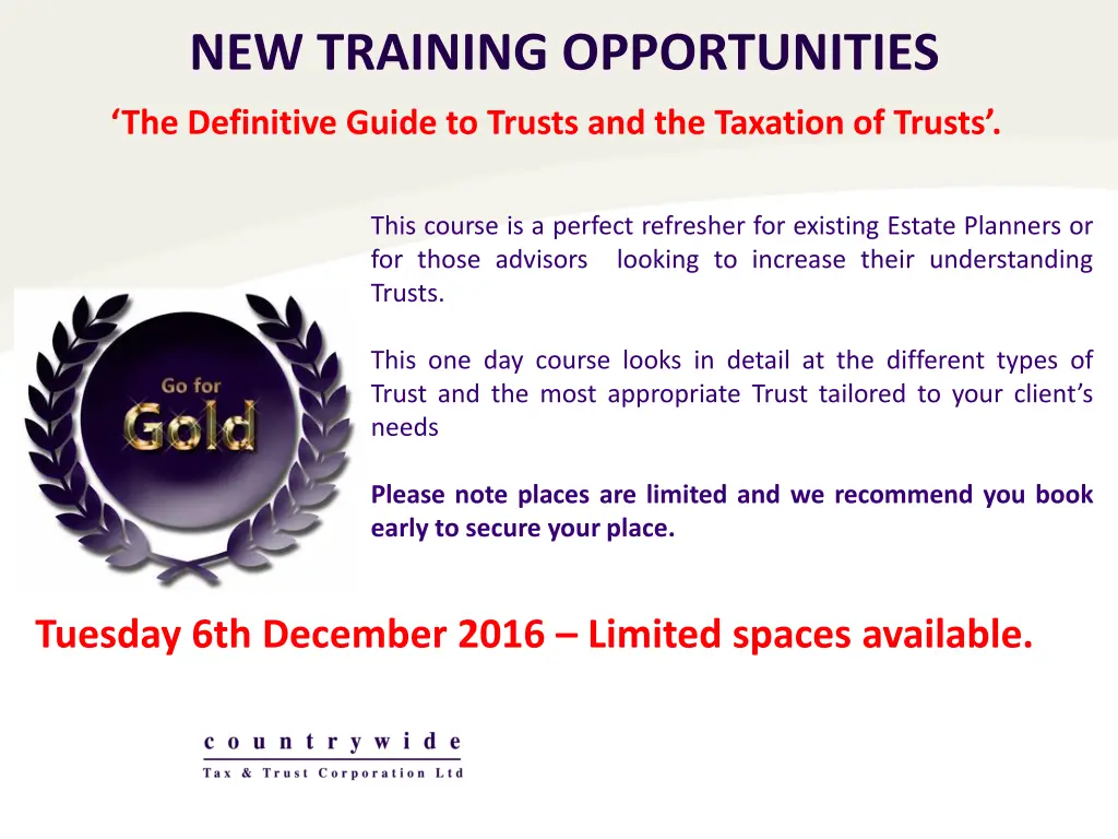 new training opportunities