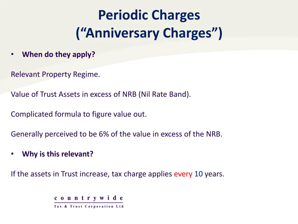 periodic charges anniversary charges