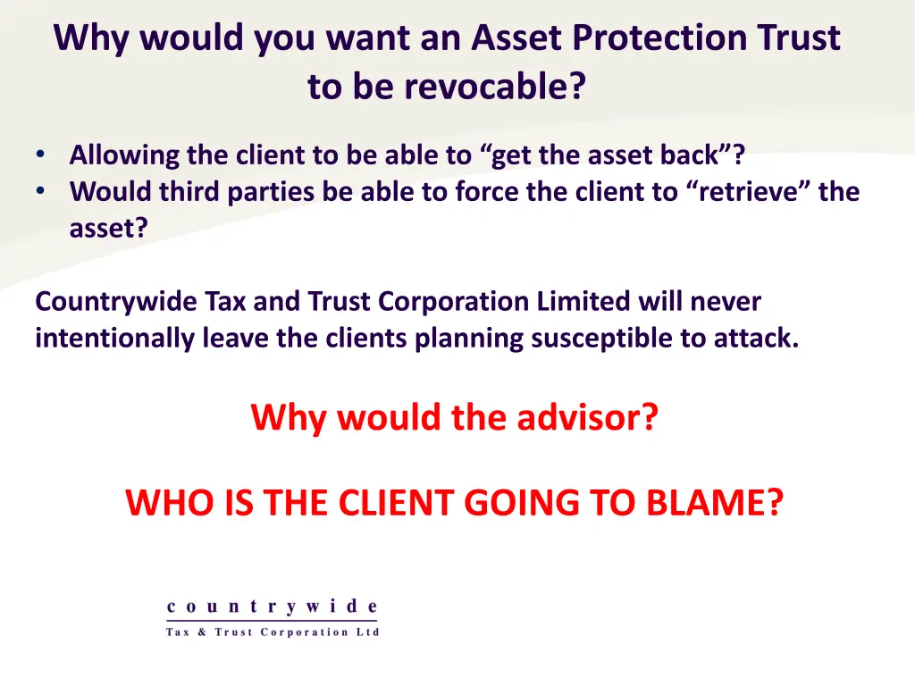 why would you want an asset protection trust