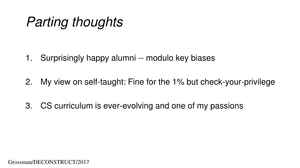 parting thoughts