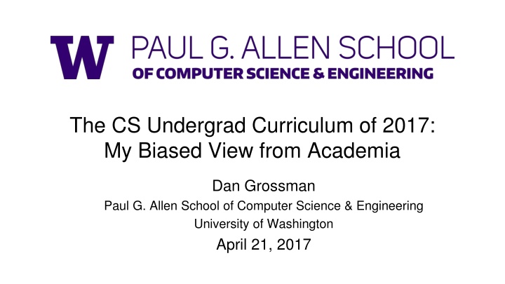 the cs undergrad curriculum of 2017 my biased