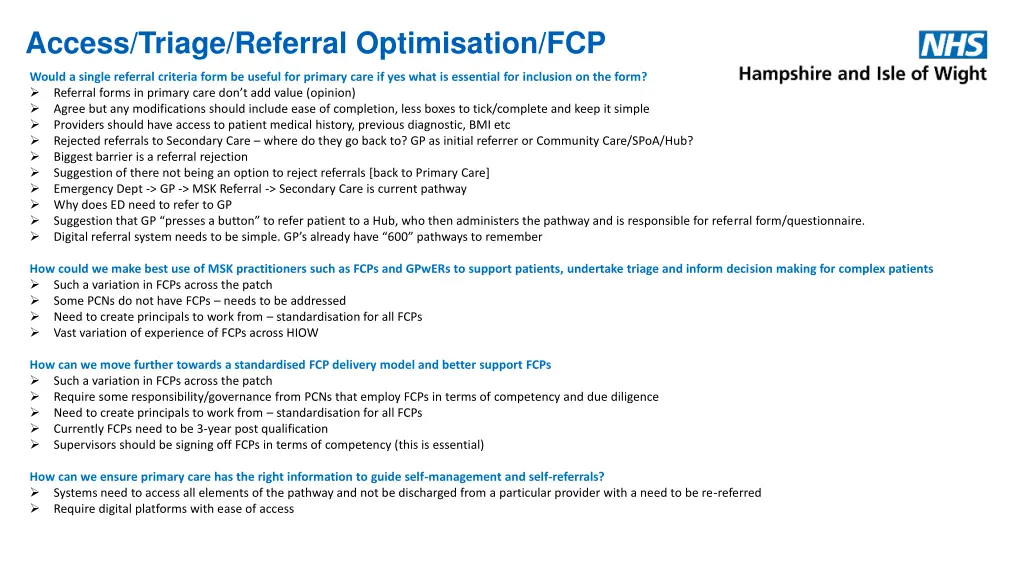 access triage referral optimisation fcp 1