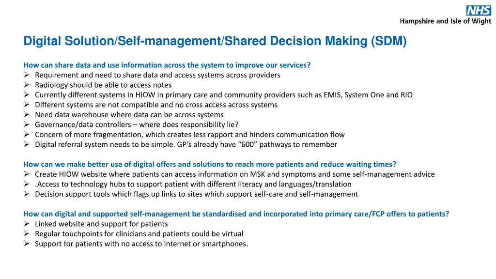 digital solution self management shared decision