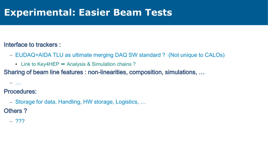 experimental easier beam tests