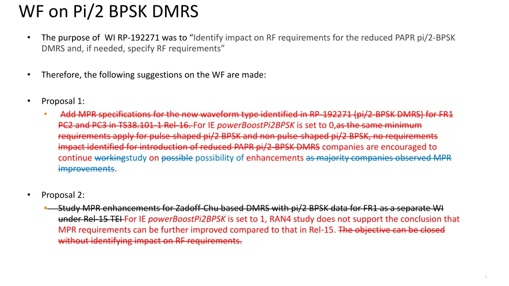 wf on pi 2 bpsk dmrs