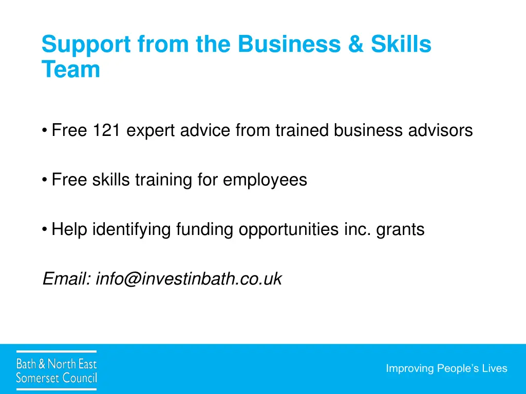 support from the business skills team