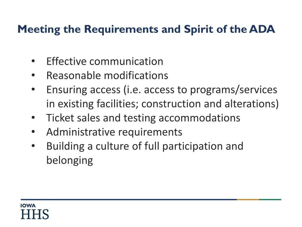 meeting the requirements and spirit of the ada
