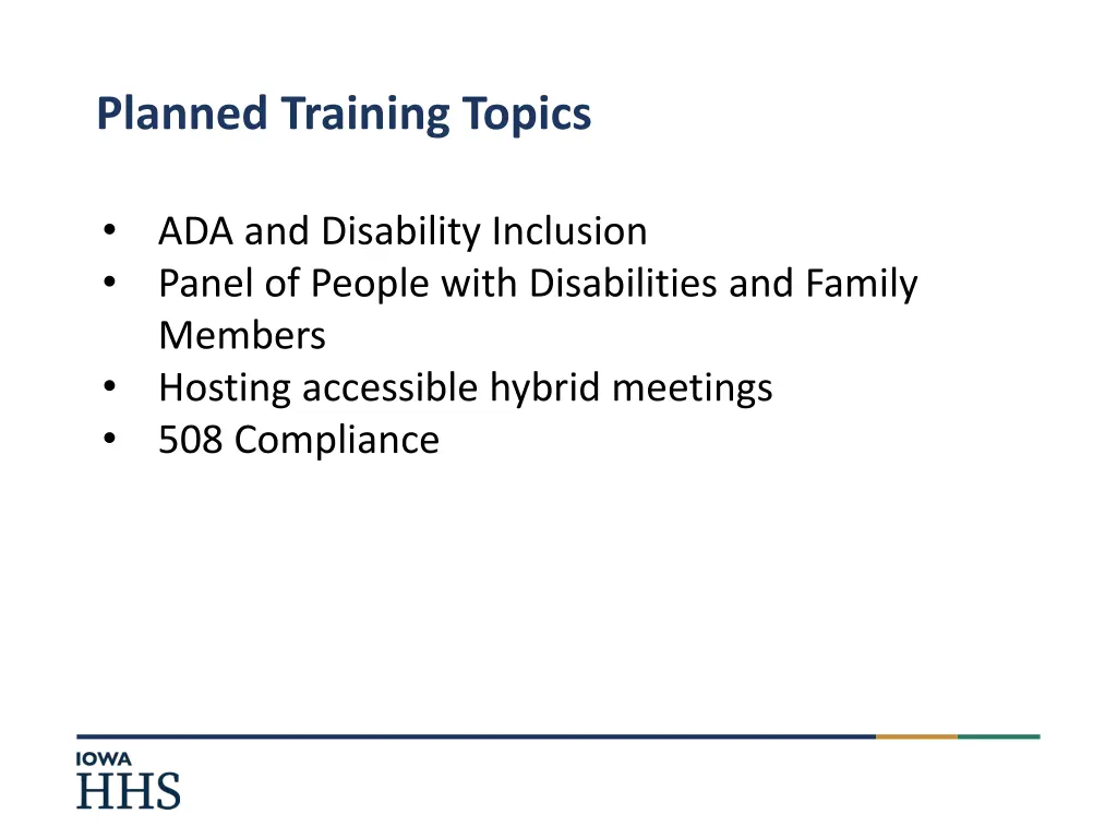 planned training topics