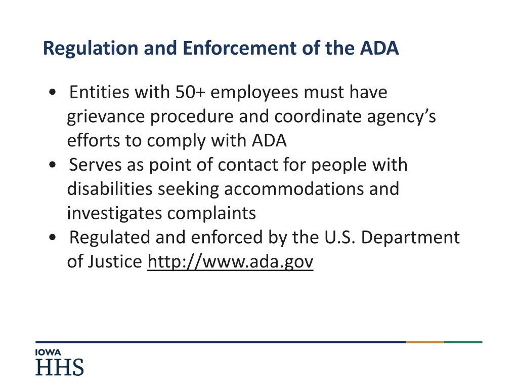 regulation and enforcement of the ada