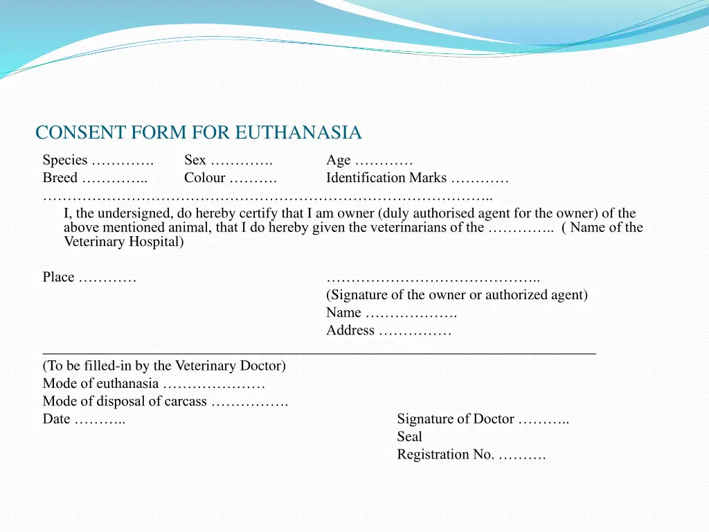 consent form for euthanasia