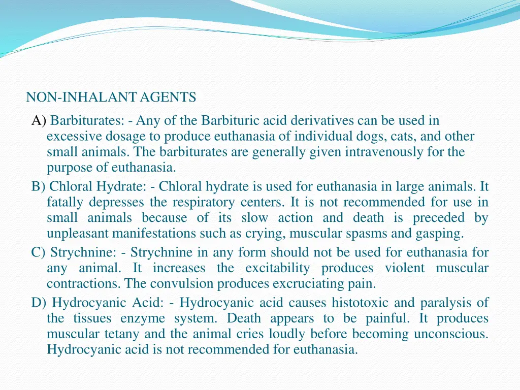 non inhalant agents a barbiturates