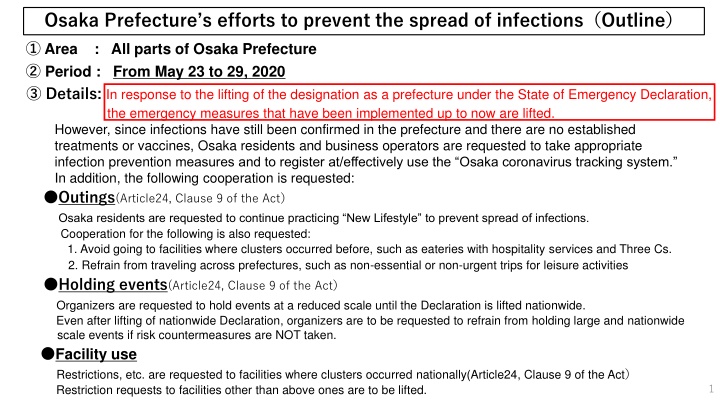 osaka prefecture s efforts to prevent the spread