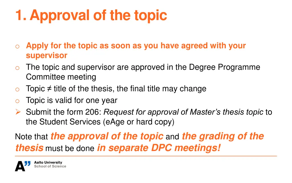 1 approval of the topic