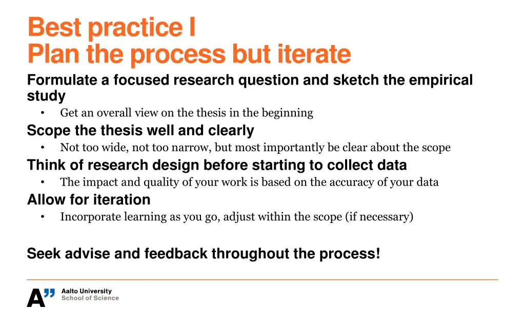 best practice i plan the process but iterate