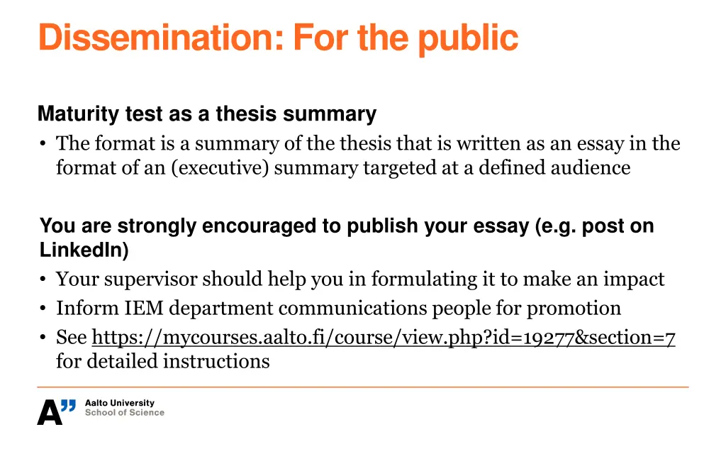 dissemination for the public