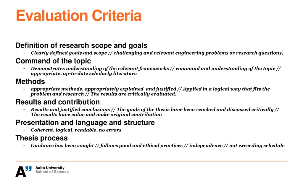 evaluation criteria