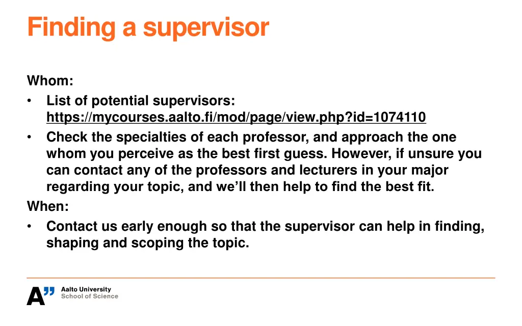 finding a supervisor