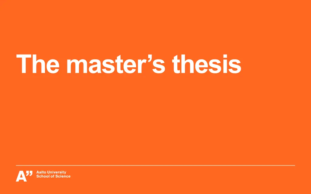 the master s thesis