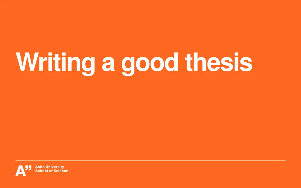 writing a good thesis
