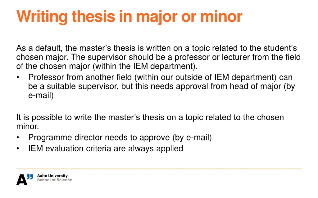 writing thesis in major or minor