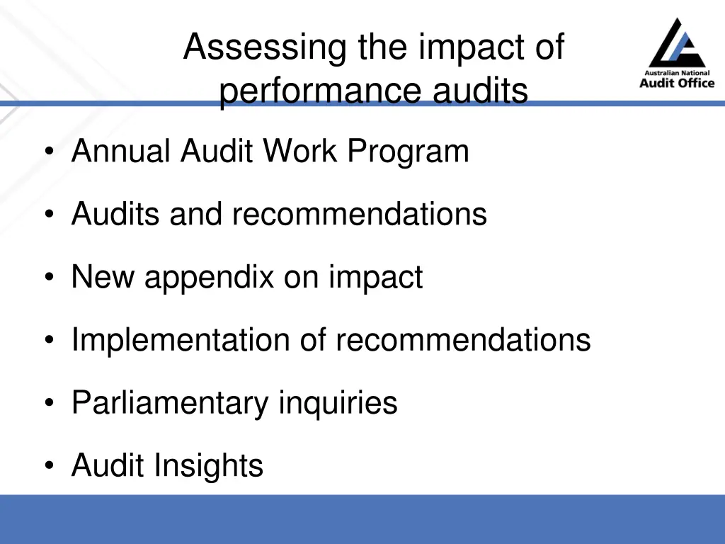 assessing the impact of performance audits 1
