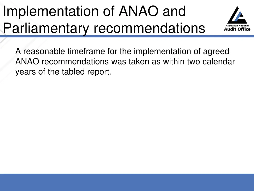 implementation of anao and parliamentary 1