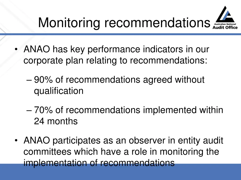 monitoring recommendations