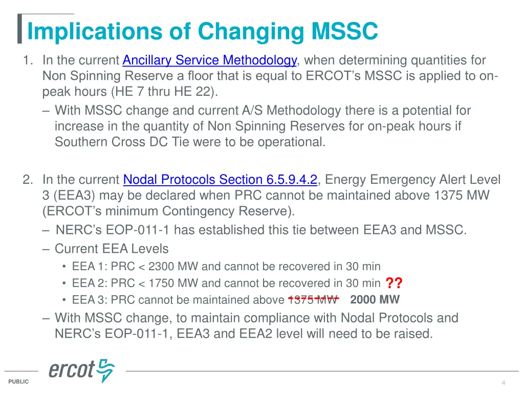 implications of changing mssc