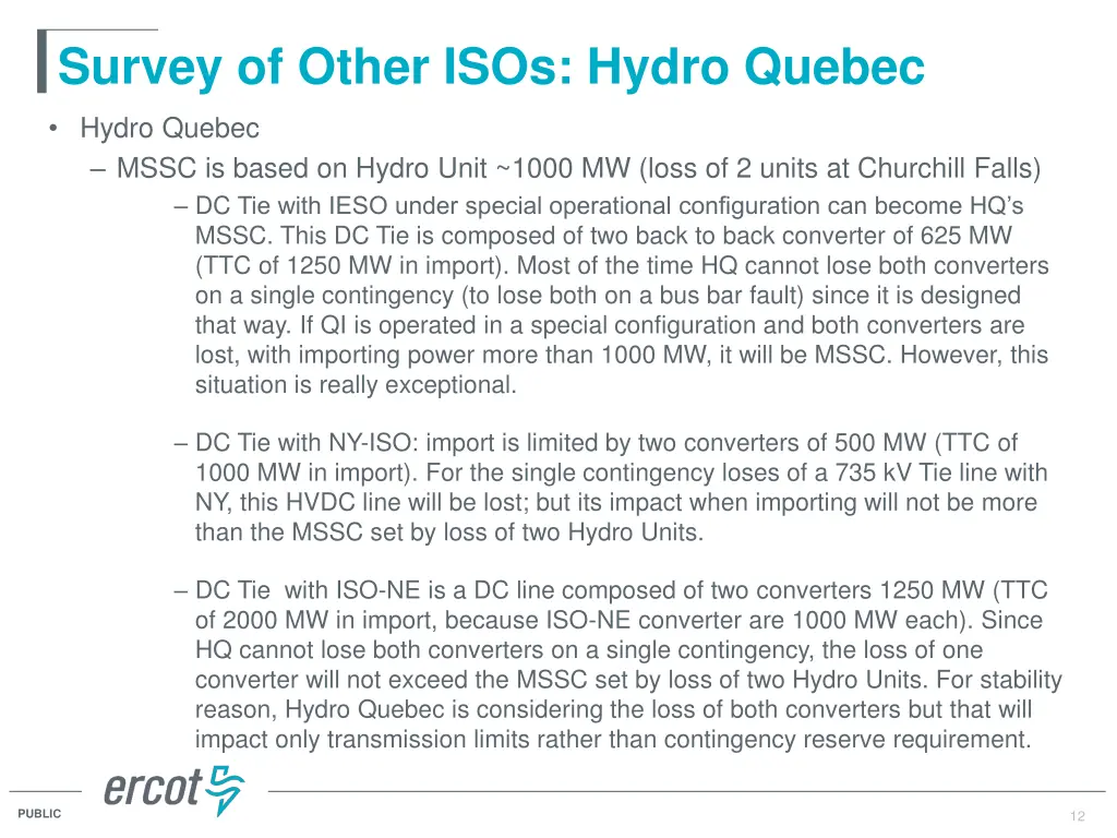 survey of other isos hydro quebec