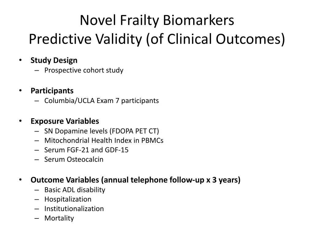 novel frailty biomarkers predictive validity 1