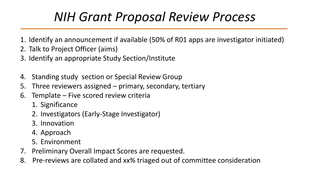 nih grant proposal review process