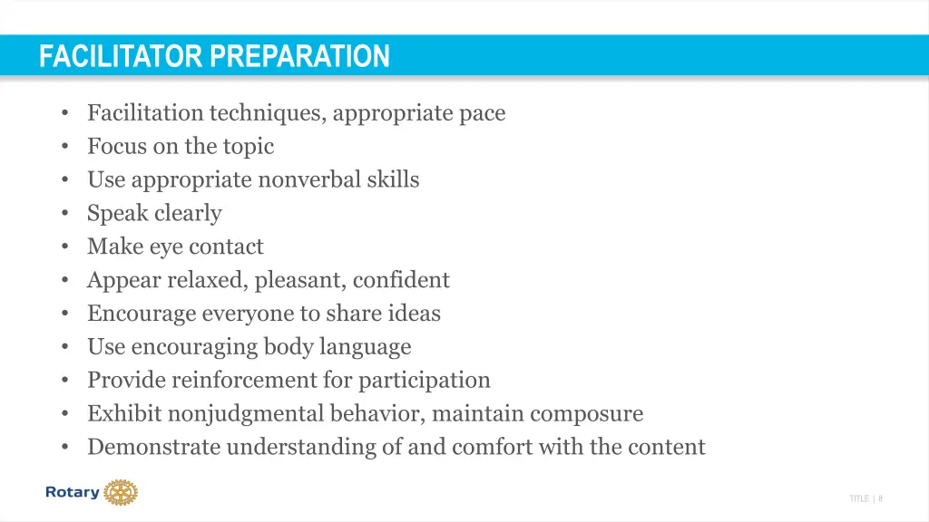 facilitator preparation