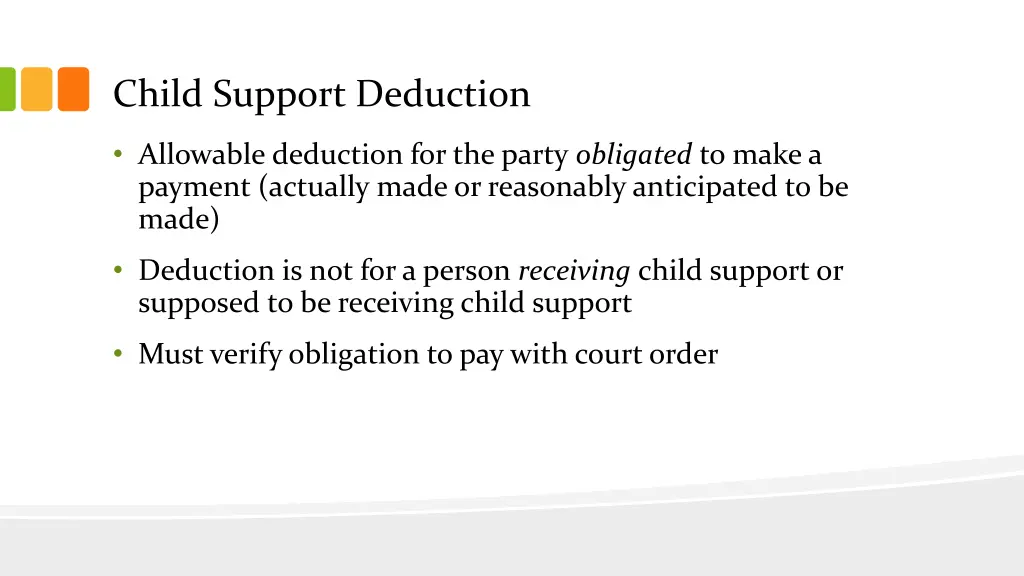 child support deduction