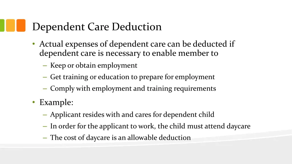 dependent care deduction