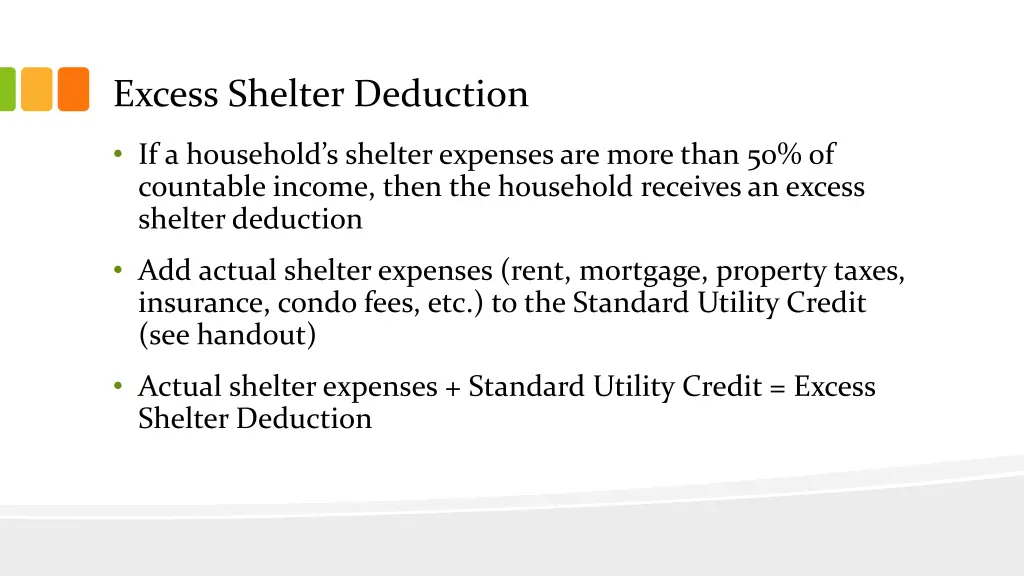 excess shelter deduction