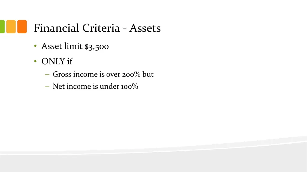 financial criteria assets