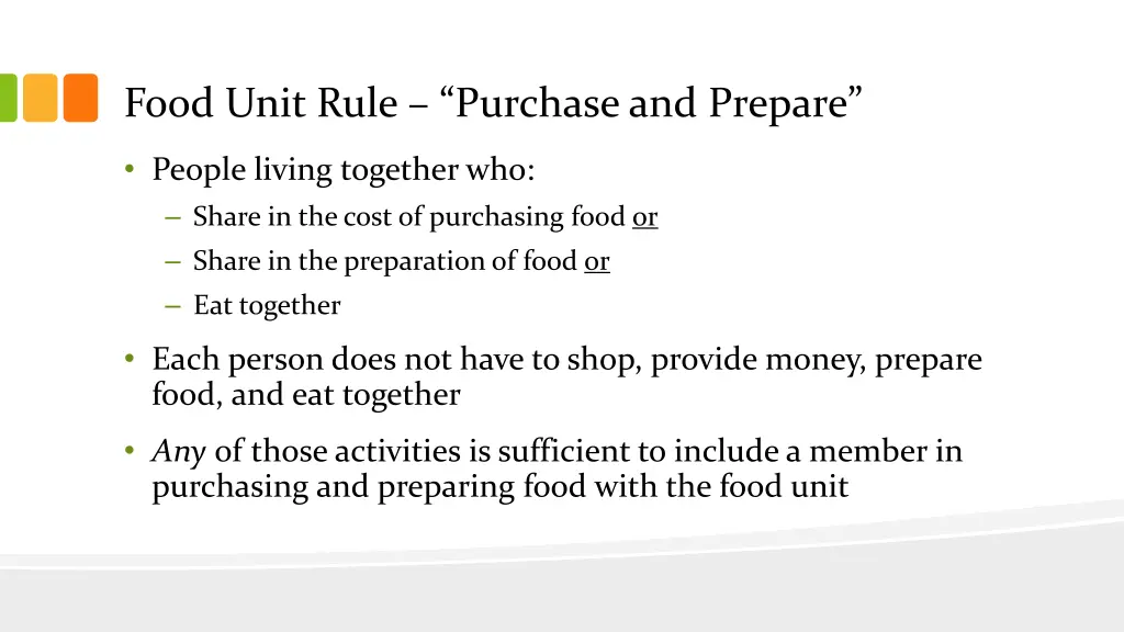 food unit rule purchase and prepare