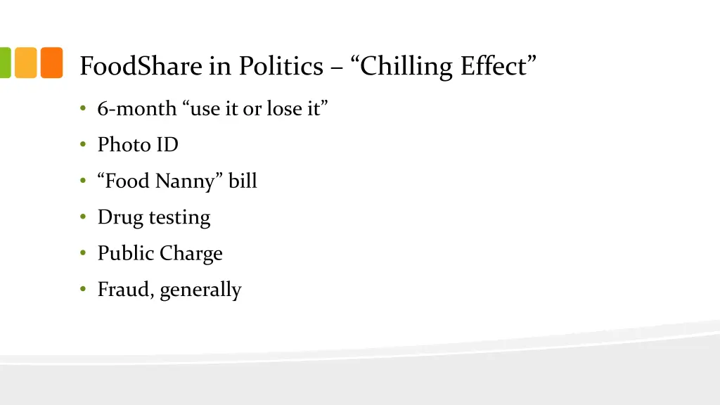 foodshare in politics chilling effect