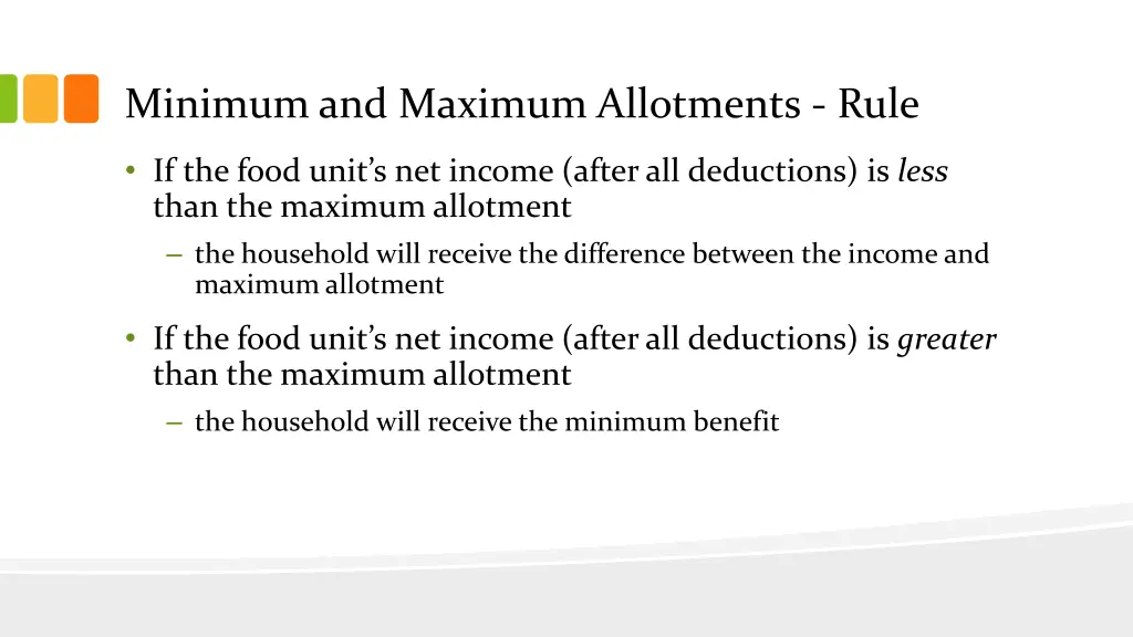 minimum and maximum allotments rule