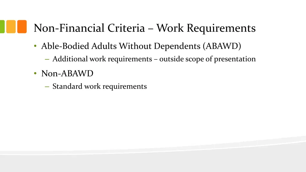 non financial criteria work requirements
