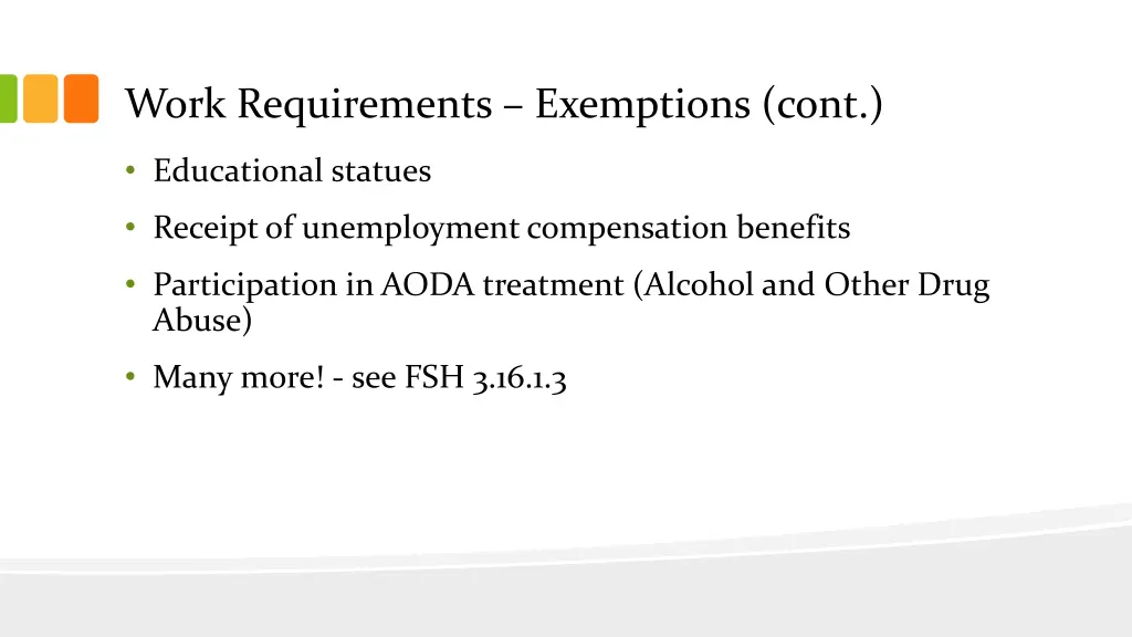 work requirements exemptions cont