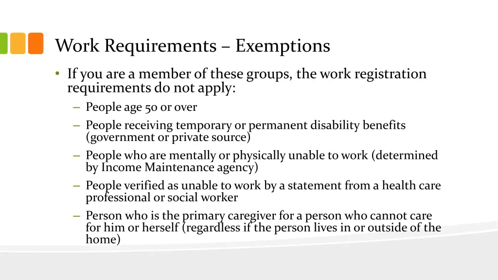 work requirements exemptions
